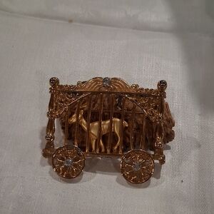 Gold Tone Circus Wagon Brooch **
